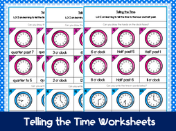 year 2 telling the time differentiated worksheets teaching resources