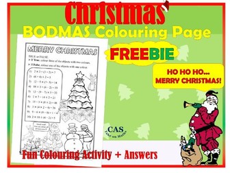 Christmas Colouring Page Freebie | Order of Operations | BODMAS