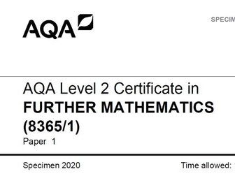 AQA Level 2 Further Maths Specimen Paper 1 Solution
