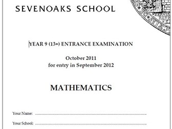Sevenoaks Year 9 entry 13+ Maths entry test model solutions