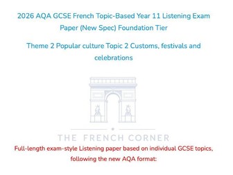 2026 AQA GCSE French Fdn Listening Paper 2.2: Customs, festivals & celeb. – Realistic Exam Audio