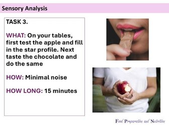 Sensory Testing lesson Food Preparation and Nutrition