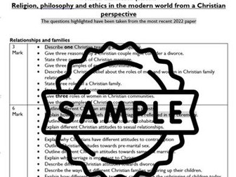 *UPDATED* OCR Religious Studies GCSE example exam questions Religion, Philosophy and Ethics
