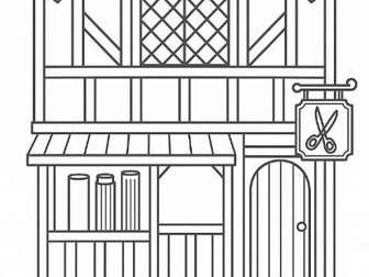 Tudor housing blank colouring sheets