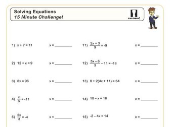 Solving equations - 15 minute challenge!