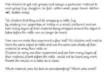 Sound Insulation lesson Year 4 KS2