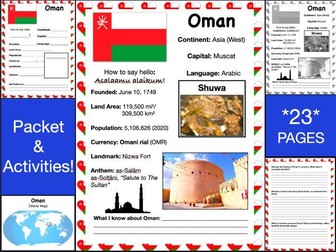 OMAN History & Geography, Travel The World Worksheet