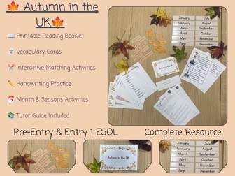 Autumn in the UK ESOL Resource Pack | Pre-Entry & Entry 1 Literacy Reading Booklet & Worksheets