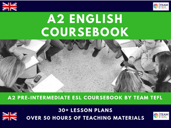 A2 Pre-Intermediate Course Book ESL (50+hrs) | Distance Learning | Google Apps
