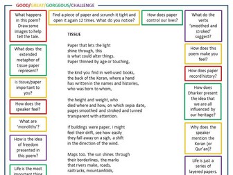 GCSE English Poetry TISSUE worksheet
