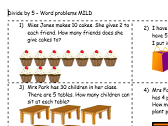 Dividing by 5 - Year 2 word problems
