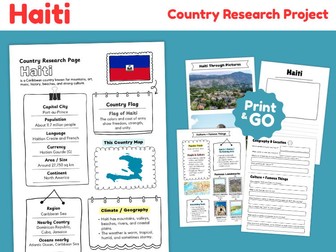 Haiti Country Research Project | Geography & Culture Worksheets