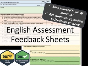 English Assessment Feedback Sheets - reading and writing