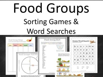 Food Groups: sorting games and differentiated wordsearches