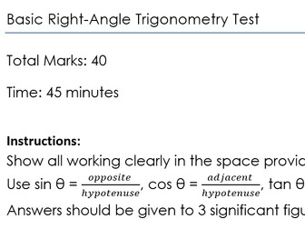 Basic Right Angle Trigonometry Test