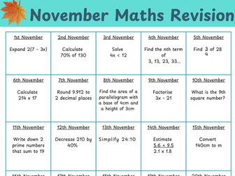 GCSE - Foundation - Nov Maths Calendar