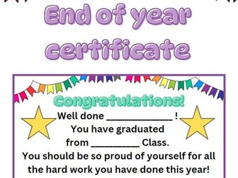 End of year certificate