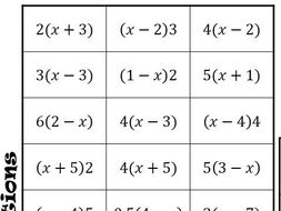 Expanding Single Brackets - Four in a Row | Teaching Resources