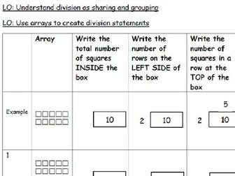 Use arrays to create division statements WITHOUT remainders