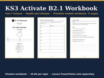 KS3 Activate B2.1 Health and Lifestyle Student Workbook