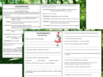Little Red Riding Hood play script extract with a variety of  comprehension questions KS2