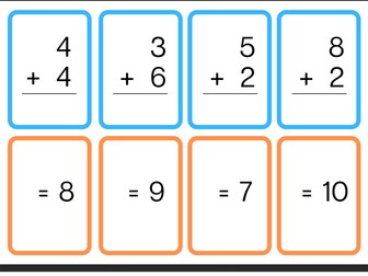 Addition and subtraction matching card game