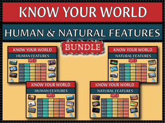 Know Your World Quiz Task Cards - Human and Natural Features Bundle