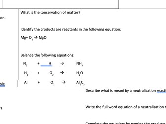 Rates of Reaction revision mat