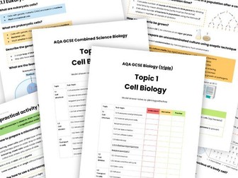 Topic 1 Cell Biology model answer revision notes AQA GCSE Biology