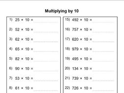 Multiplying whole numbers by 10, 100 and 1000 | Teaching Resources