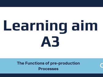 Pearson's unit 4 pre production portfolio, learning aim A3 resources