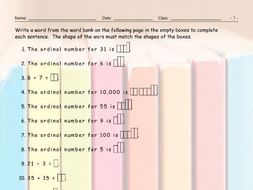 Cardinal-Ordinal Numbers Sentence Shapes