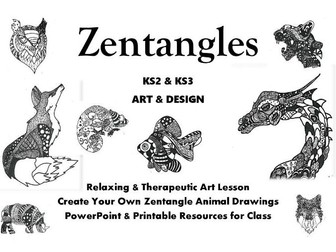 KS 2 / 3 ART - Draw your own Zentangle Animals
