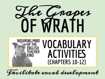The Grapes of Wrath Vocabulary Games for Chapters 10, 11, and 12