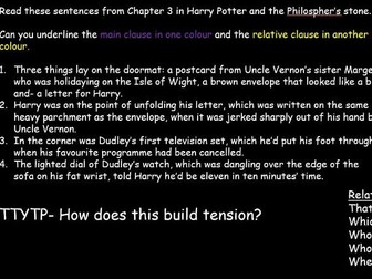 Harry Potter and the Philosopher's Stone Tension writing