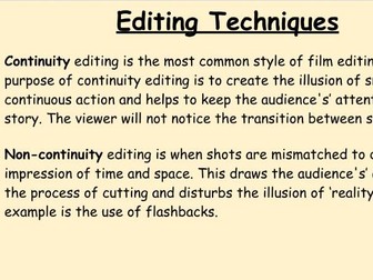 Unit 1 - Editing & Sequencing and Sound & Audio Effects