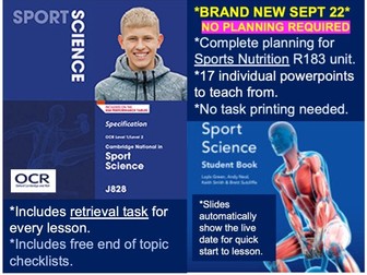 Sport Science Cambridge National Level 2 (2022) Sports Nutrition