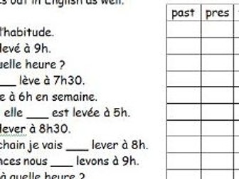 French worksheet about reflexive verbs with daily routine