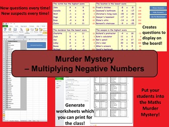 Custom Reusable Murder Mystery - Multiplying Negative Numbers