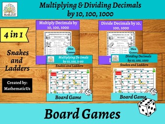 Multiplying & Dividing Decimals by 10 100 1000 Snakes and Ladders Dice Games