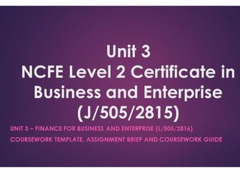 NCFE Level 2 V.Cert unit 3 finance for business and enterprise