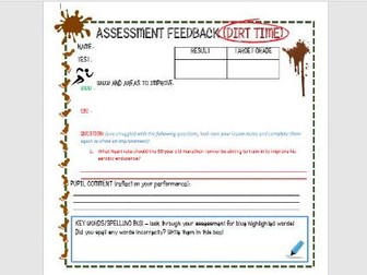 DIRT TIME assessment feedback worksheet