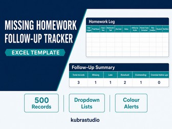 Missing Homework Follow-Up Tracker – Excel