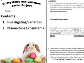 Y7 Ecoystems, Variation, Adaptation Booklet