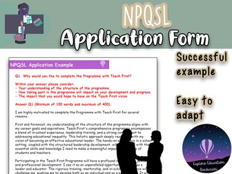 NPQSL - Successful Application Form (Primary)