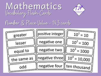 143 Number and Place Value Vocabulary Cards