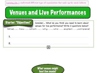 BTEC Music Unit 1 - 'The Music Industry': "Venues & Venue health and safety"