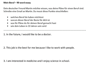 German Mein Beruf / My Job 90-word essay preparation