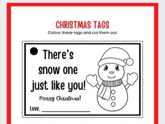 Christmas Tag Colour In Snowman