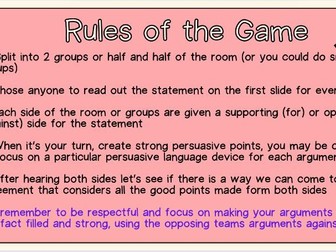 Persuasive argument debate game
